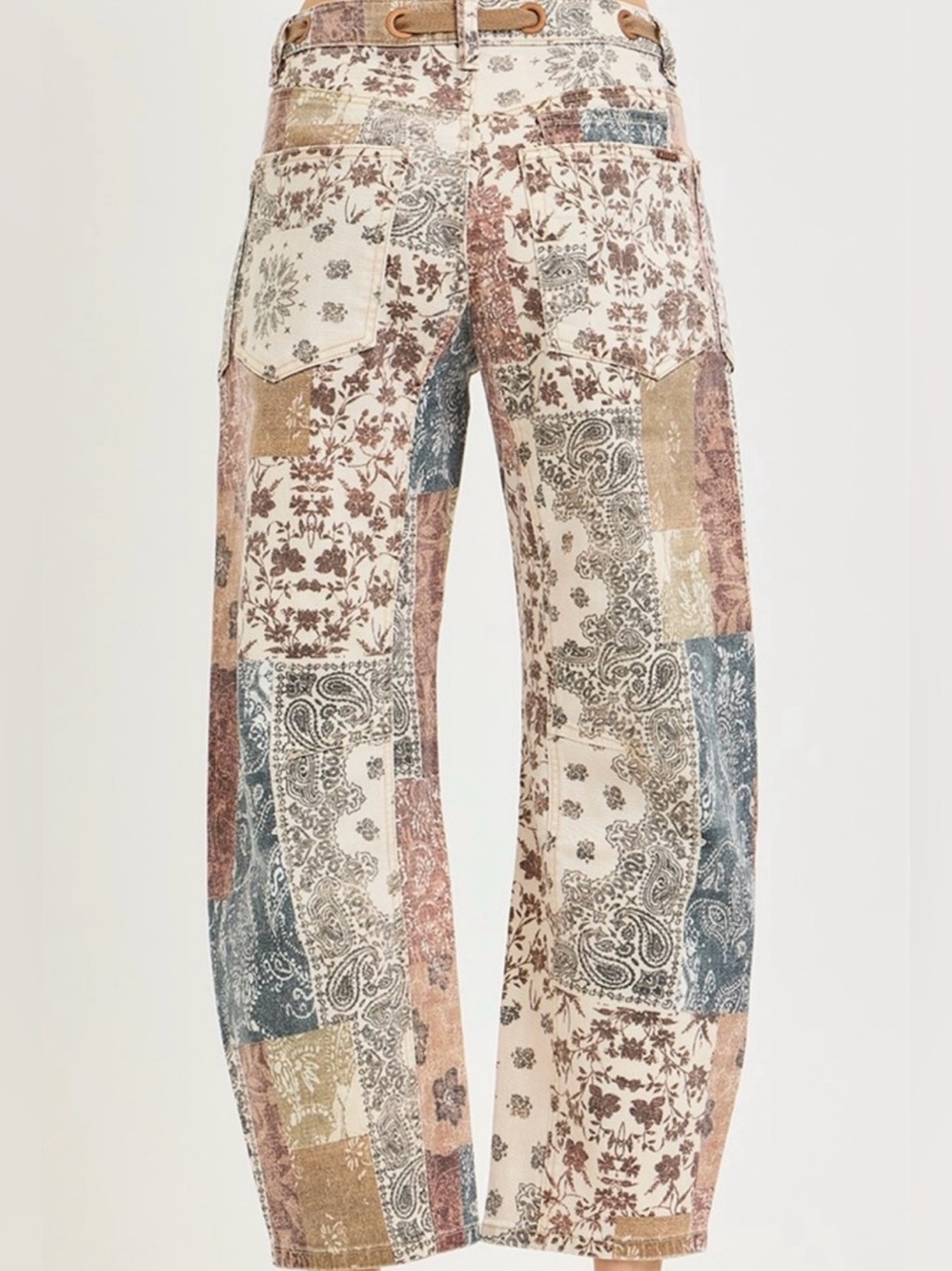 Risen Patchwork Print Wide-Leg Pants - Cream Multi - Picture 2 of 2